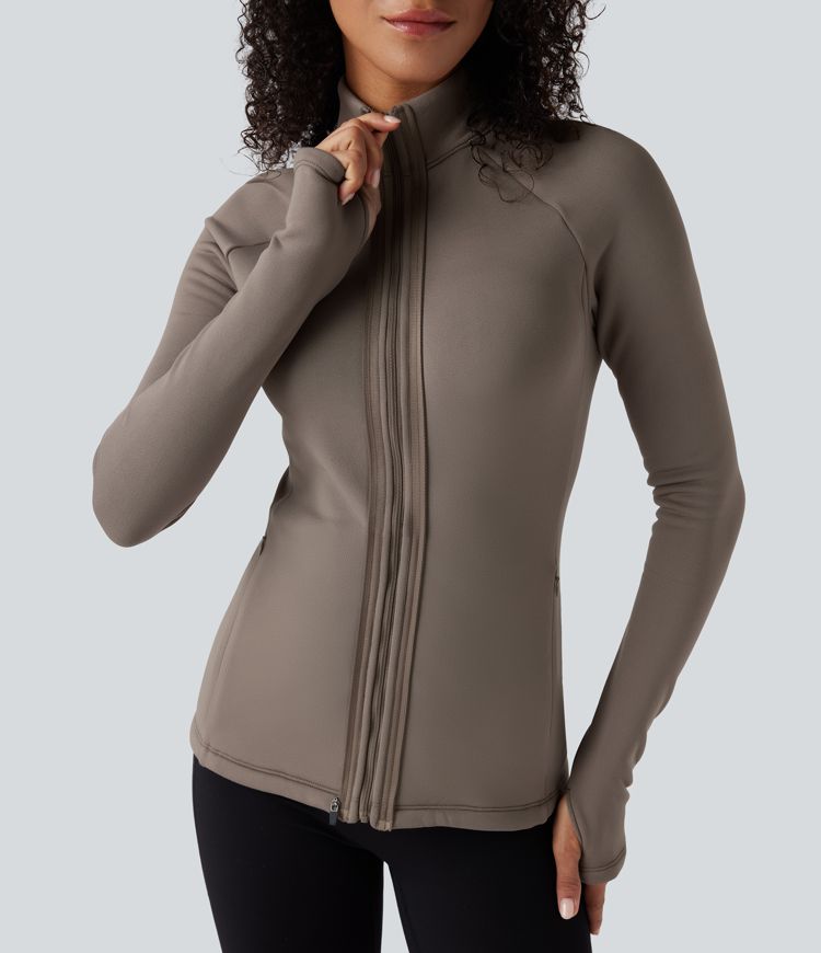 3-in-1 fleecejack met hoge kraag lange mouwen duimgaten en gewatteerd vest met zakken
